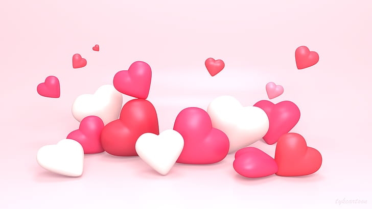 rendering, holiday, art, hearts, Valentine, Valentine's Day, HD wallpaper