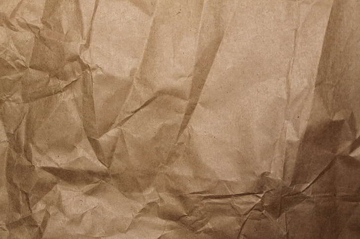 brown paper, crumpled, background, backgrounds, wrinkled, material, HD wallpaper