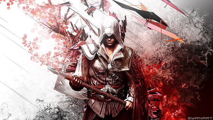 man with sword wallpaper, Assassin's Creed, digital art, artwork, HD wallpaper
