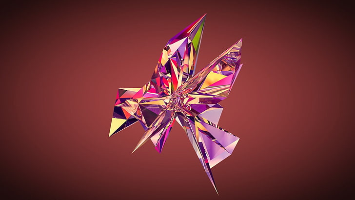 abstract, vector, low poly, red background, digital art, colored background, HD wallpaper