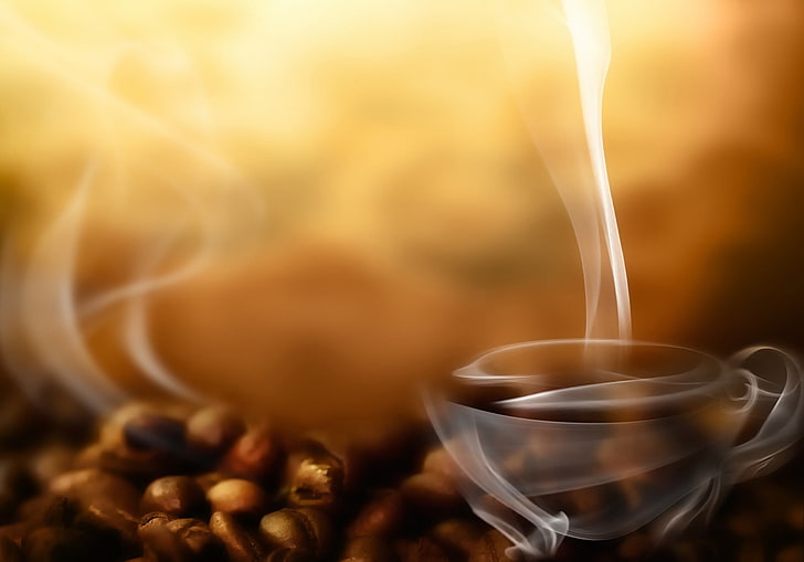 coffee bean, coffee beans, smoke, drink, heat - Temperature, smoke - Physical Structure, HD wallpaper