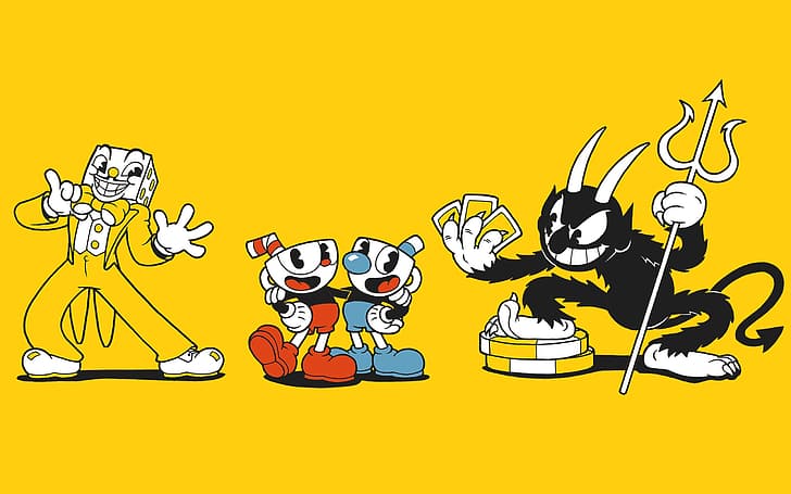 minimalism, different, toon, CASCO-voice brothers, Cuphead, HD wallpaper