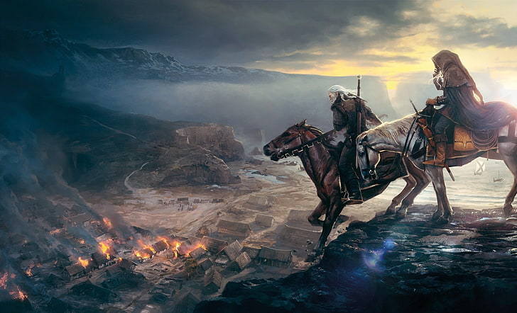 Assassin's Creed digital wallpaper, The Witcher, The Witcher 3: Wild Hunt, HD wallpaper