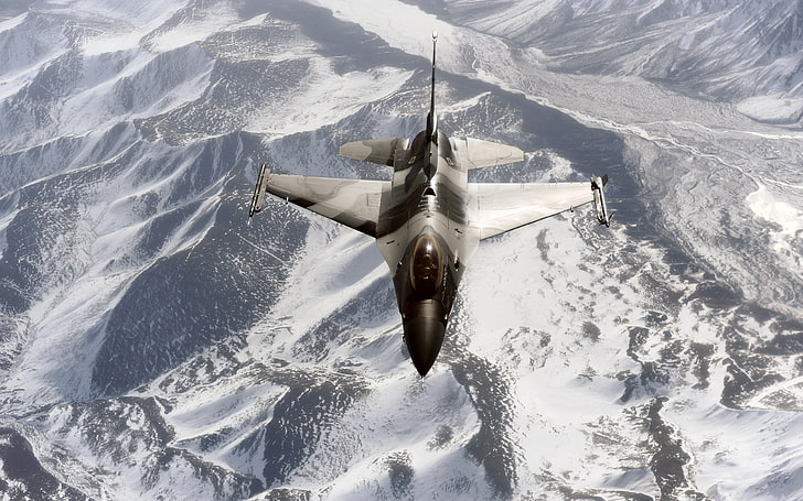 F 16 Aggressor Over the Joint Pacific Alaskan Range, water, nature