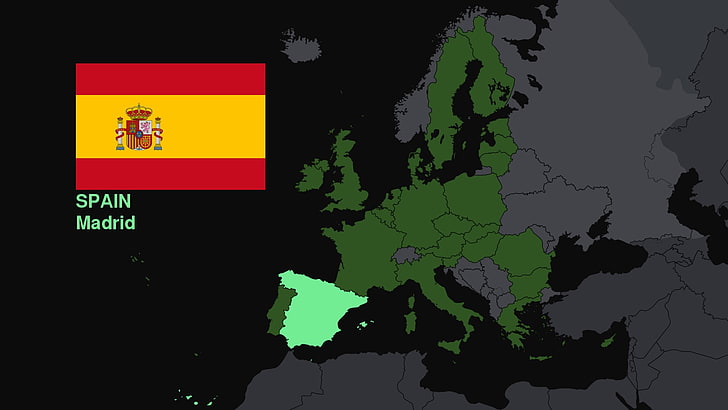Spain, flag, map, Europe, communication, no people, copy space, HD wallpaper