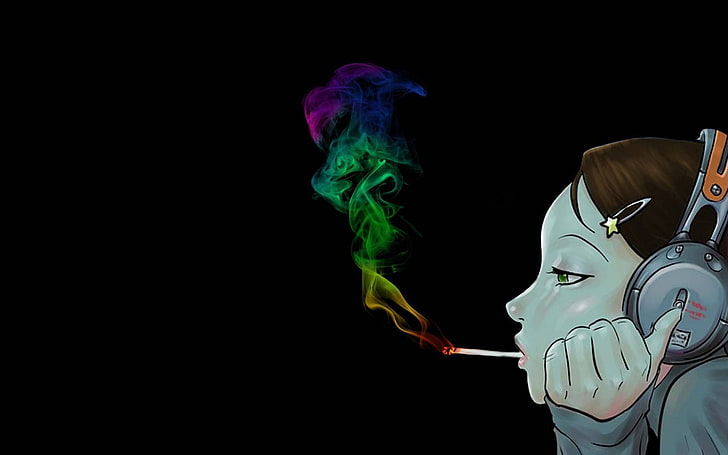 420, ganja, headphones, marijuana, smoke, weed, HD wallpaper