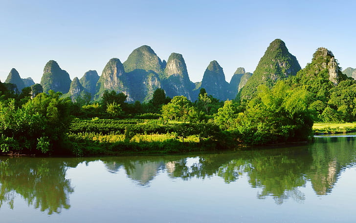 HD wallpaper: Guilin, Yangshuo landscape, China, mountains, river, water  reflection | Wallpaper Flare