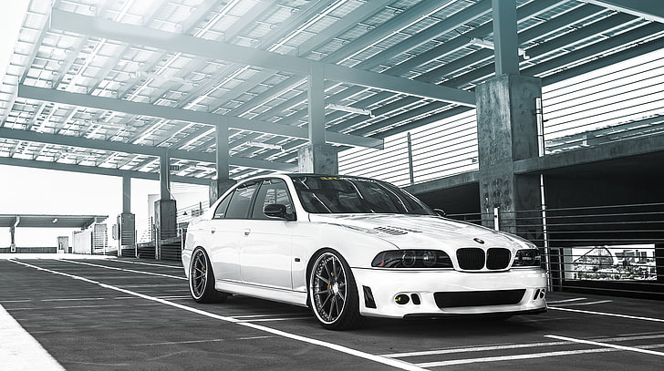white BMW sedan, bmw m5, tuning, 5 series, e39, car, transportation, HD wallpaper