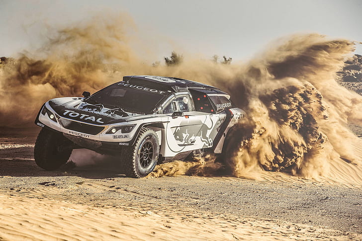 Peugeot, sand, Rally, car, vehicle, racing