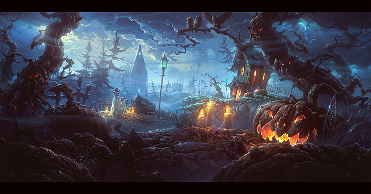 fantasy-art-halloween-digital-art-pumpki
