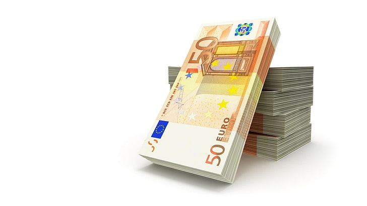 money, euros, paper currency, white background, finance, wealth