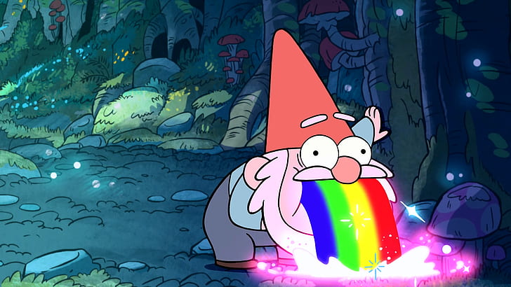 rainbows, Gravity Falls, humor, gnomes