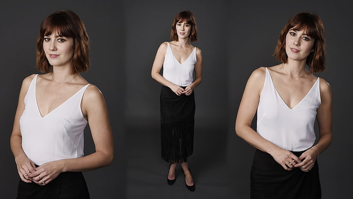 women's black skirt and white tank top collage, Mary Elizabeth Winstead