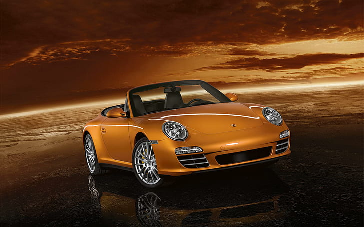 Porsche 911 Carrera 4 Cabriolet, brown convertible car, cars, HD wallpaper