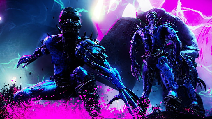 shadow warrior 2 pink neon blue enemy, arts culture and entertainment