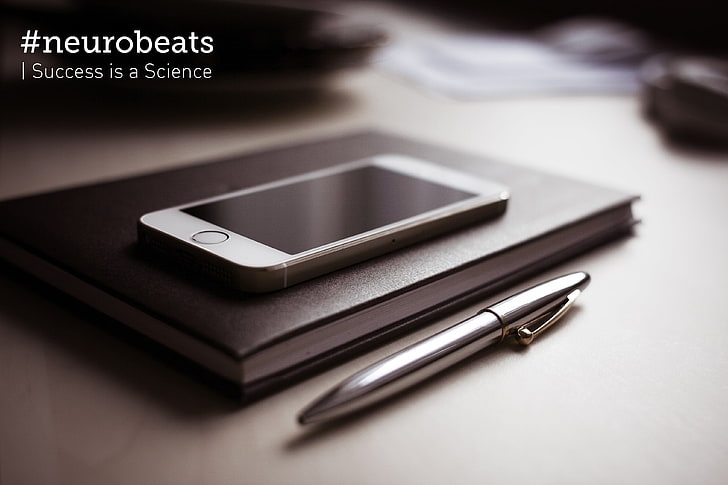 gold iPhone 5s and silver-colored pen, neurobeats, quote, work, HD wallpaper