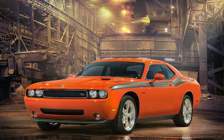 2009 Dodge Challenger RT Classic, orange 2 door muscle car picture, HD wallpaper