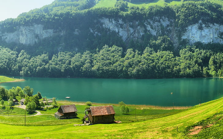 lago, paisaje, suiza, HD wallpaper