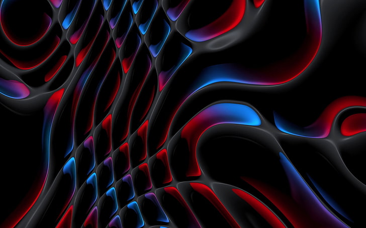 red and blue digital wallpaper, abstract, render, CGI, digital art