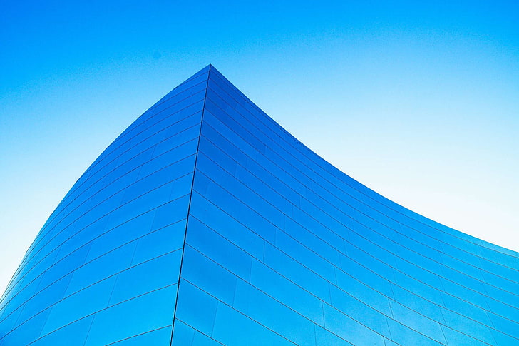 architecture, blue, sky, modern, low angle view, built structure, HD wallpaper