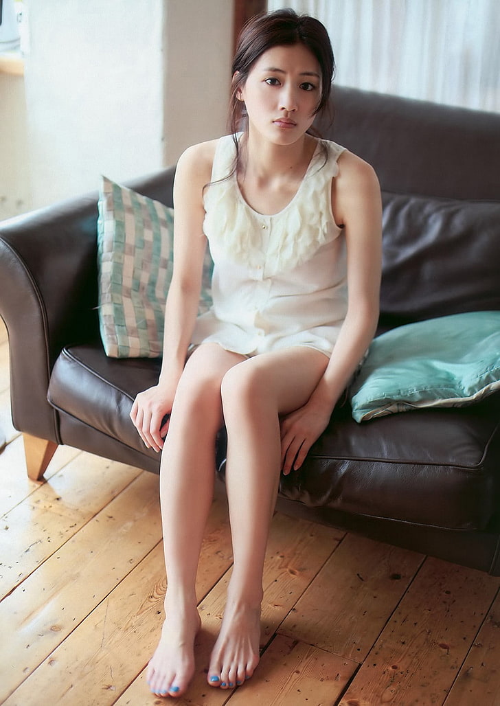 women, Asian, sitting, model, legs, barefoot, furniture, beauty, HD wallpaper