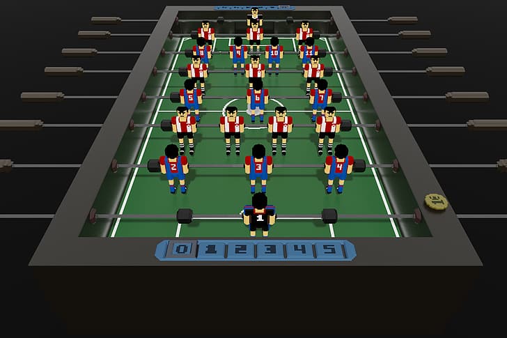 Football, voxels, MagicaVoxel, FC Barcelona, Ath Bilbao, recreative games, HD wallpaper
