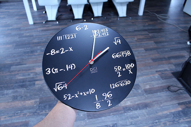 agency, clock, floor, math, mathematics, watch, wood, human hand