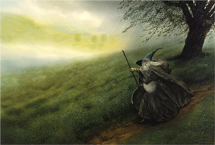 untitled, The Lord of the Rings, Gandalf, John Howe, The Hobbit