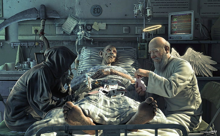  Fondo de pantalla HD anime angel juegos de azar hospital muerte realista, interiores, hombres