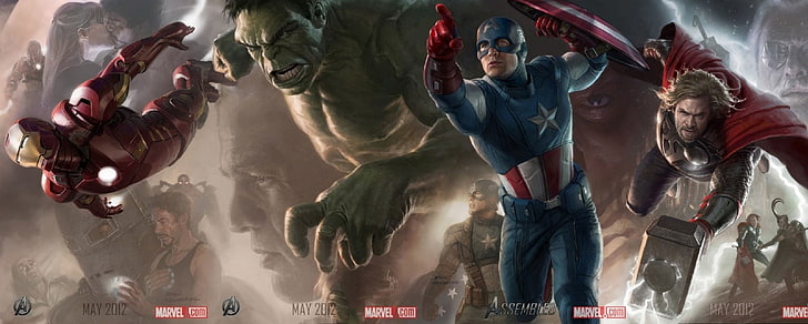 Avengers illustration, The Avengers, Black Widow, Captain America