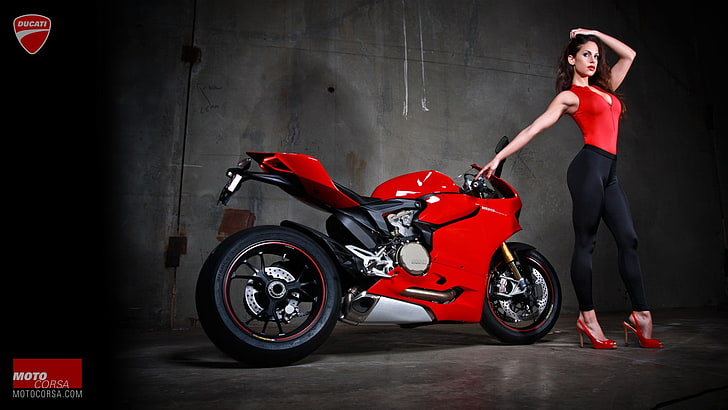 HD wallpaper: women with bikes, Ducati 1199, motorcycle, tight clothing,  high heels | Wallpaper Flare