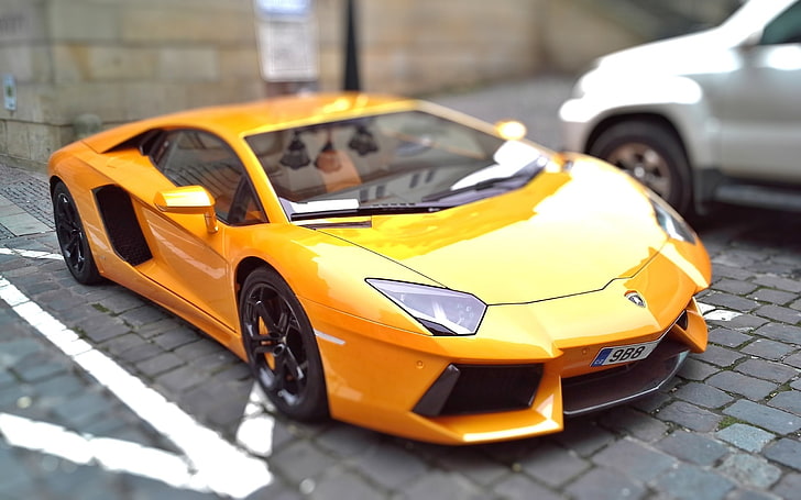 yellow Lamborghini Aventador, car, yellow cars, motor vehicle