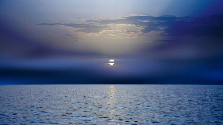 sea, sky, horizon, calm, water, ocean, blue, atmosphere, blue sky, HD wallpaper