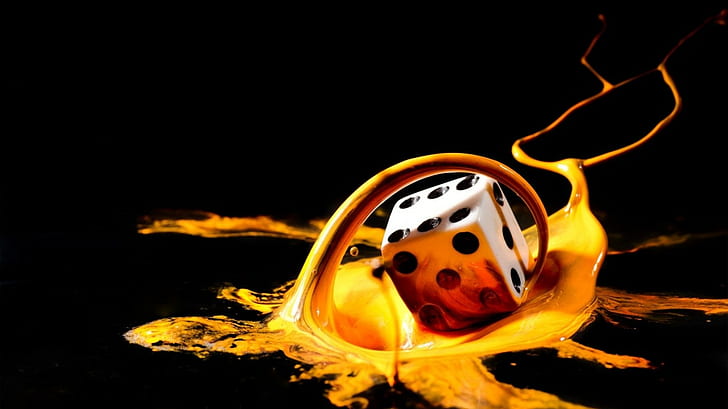 abstract, dice, digital art, black background, close-up, no people