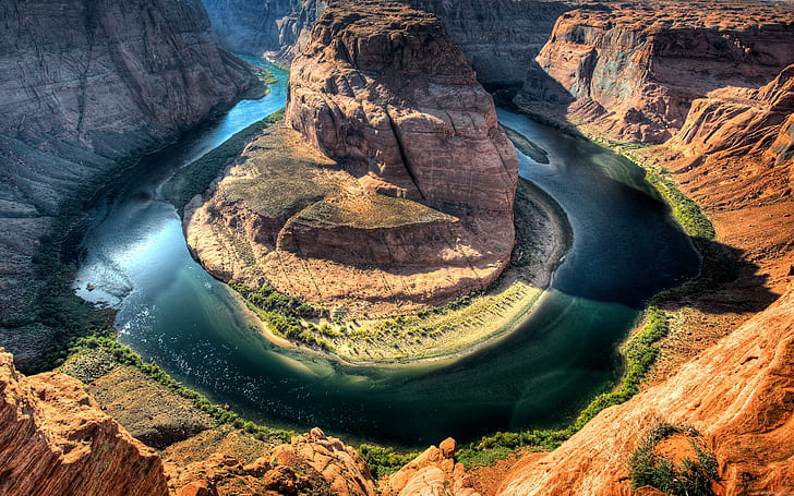 Horseshoe bend in Arizona, canyon scenery, usa, roc, nature, HD wallpaper