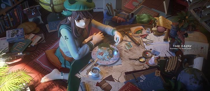 HD wallpaper: 3d anime girl, room, food, school uniform, real people, food  and drink | Wallpaper Flare