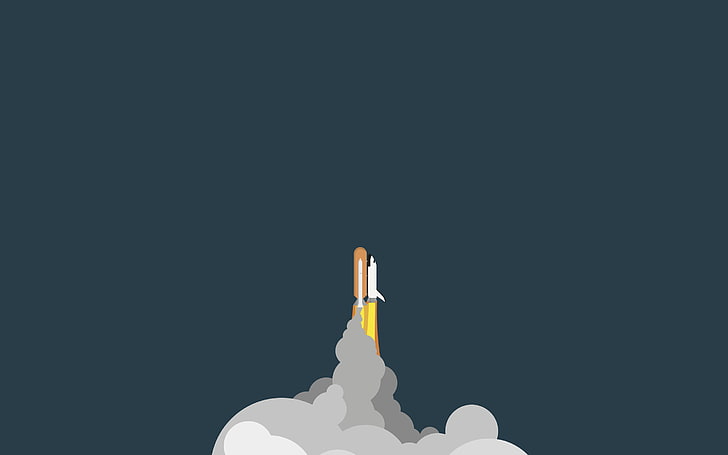 white space shuttle, rocket, spaceship, minimalism, artwork, space art