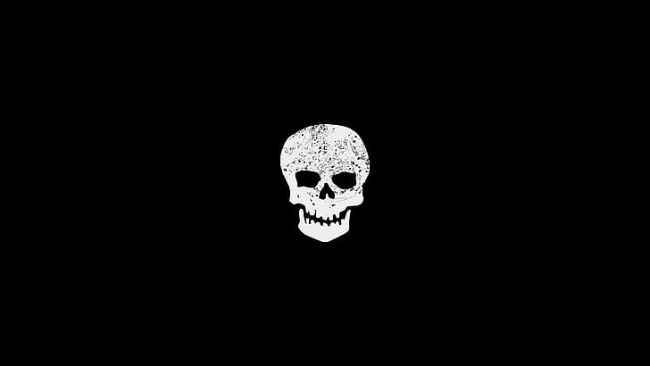 skull, black background, minimalism, HD wallpaper