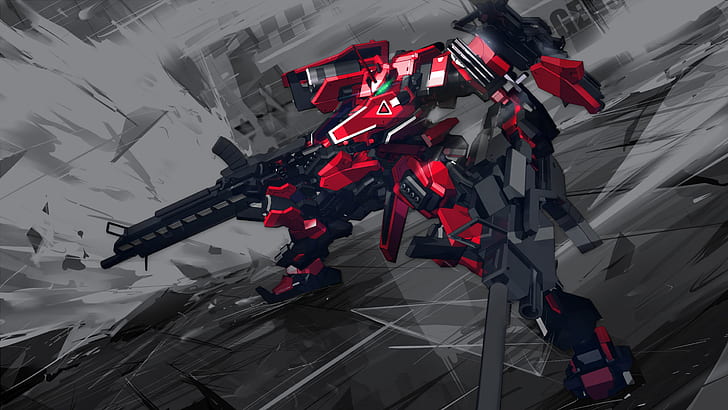 Hd Wallpaper Weapon Black Anime Mech Futuristic Armored Core Wallpaper Flare