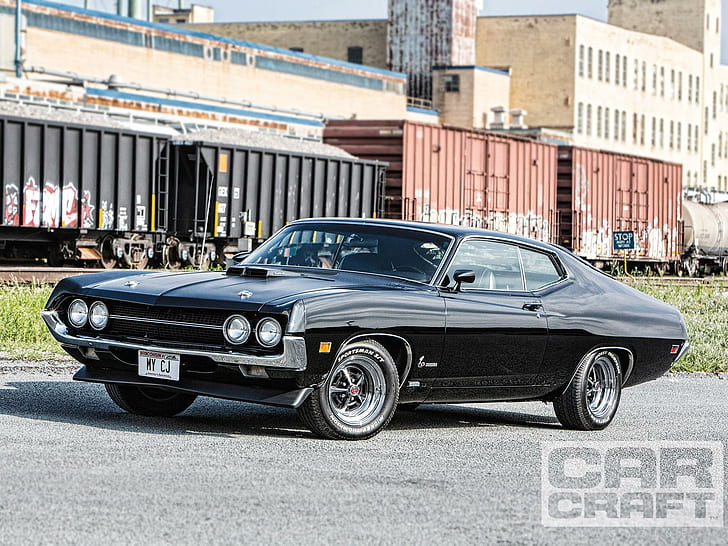 1970-Ford-Torino, muscle, black, classic