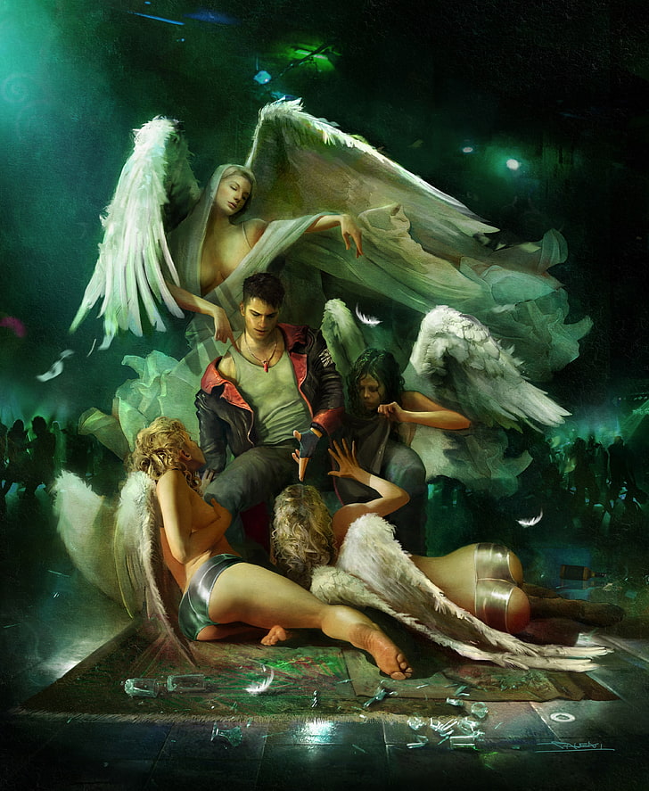 Download Dante and Angels in the stylish world of Devil May Cry Wallpaper
