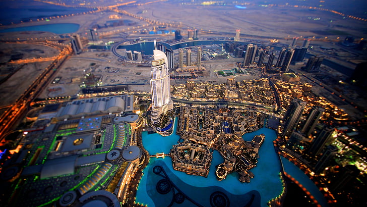 aerial photography, burj khalifa, cityscape, dubai, aerial view, HD wallpaper