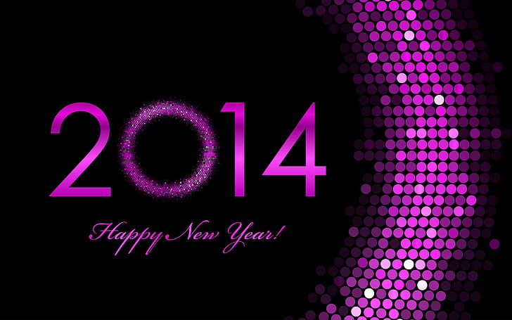 purple new year 2014, 2014 happy new year, HD wallpaper