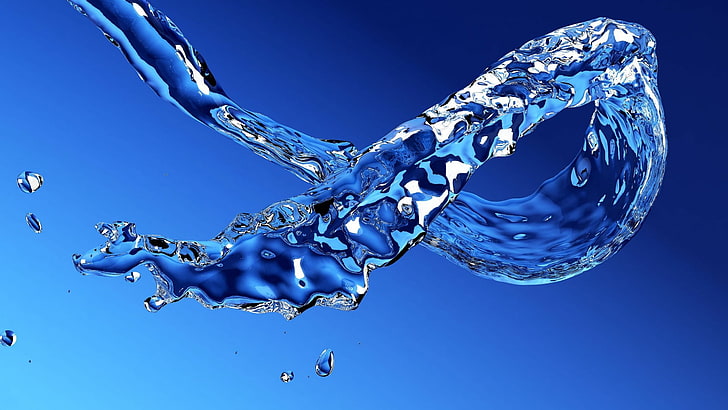 water, blue, cobalt blue, drop, liquid bubble, azure, droplets, HD wallpaper