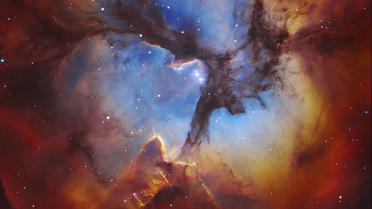 painting of black hole, space, NASA, Trifid Nebula, star - space, HD wallpaper