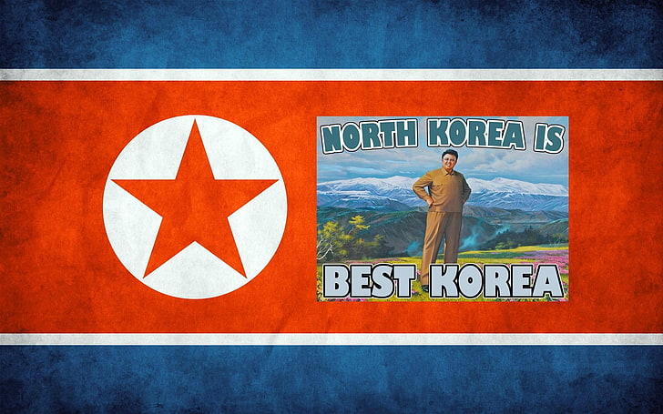 North Korea, flag, stars, communication, text, sign, human representation, HD wallpaper