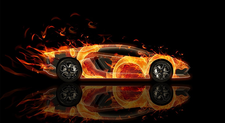 HD wallpaper: Lamborghini Aventador, Lamborghini with fire effects wallpaper  | Wallpaper Flare
