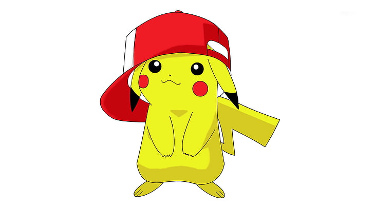 Pikachu wearing red cap illustration, anime, video games, Pokémon