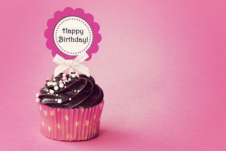 Happy Birthday-themed cupcake, dessert, food, icing, sweet Food