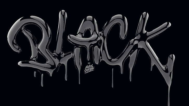 black paint drip font wallpaper, typography, abstract, 3D, 4k